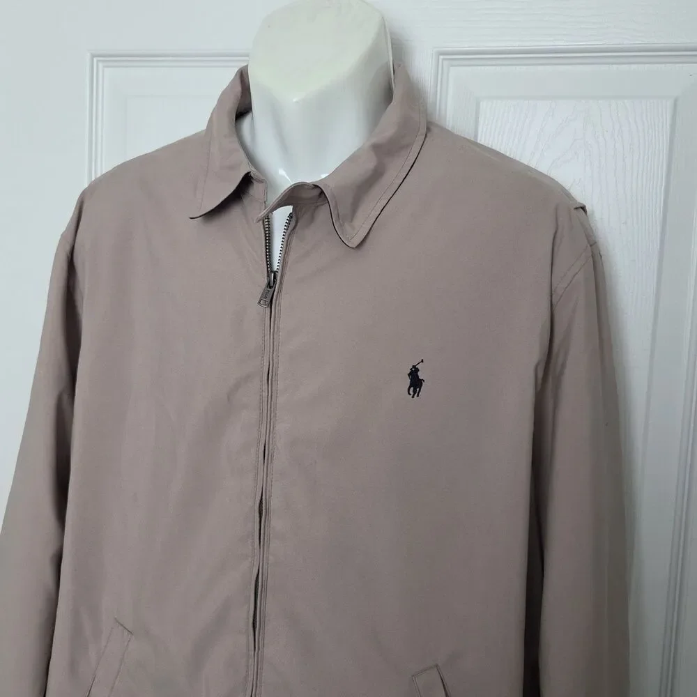 Polo Ralph Lauren Men's tan Bi-Swing Windbreaker Jacket Plaid Inlay Size XL/ TG